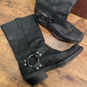 Real leather moto boot
